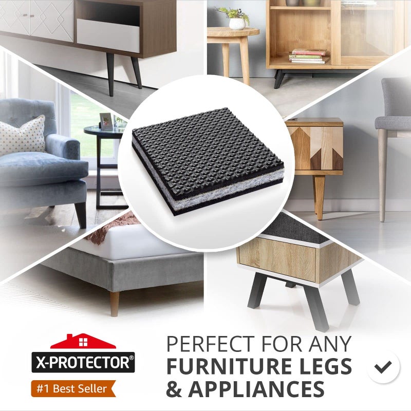 X-Protector Non Slip Furniture Pads X-PROTECTOR - 8 PCS 4" - Premium Furniture Grippers! Rubber Feet Hardwood Floor Protectors for Furniture Legs - Couch Stoppers - Keep Your Furniture in Place Forever! - Image 2